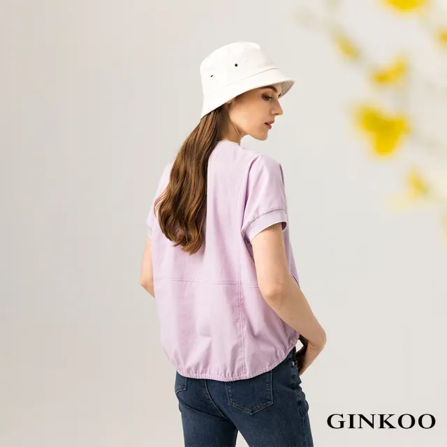 【GINKOO 俊克】剪接抽繩圓領上衣