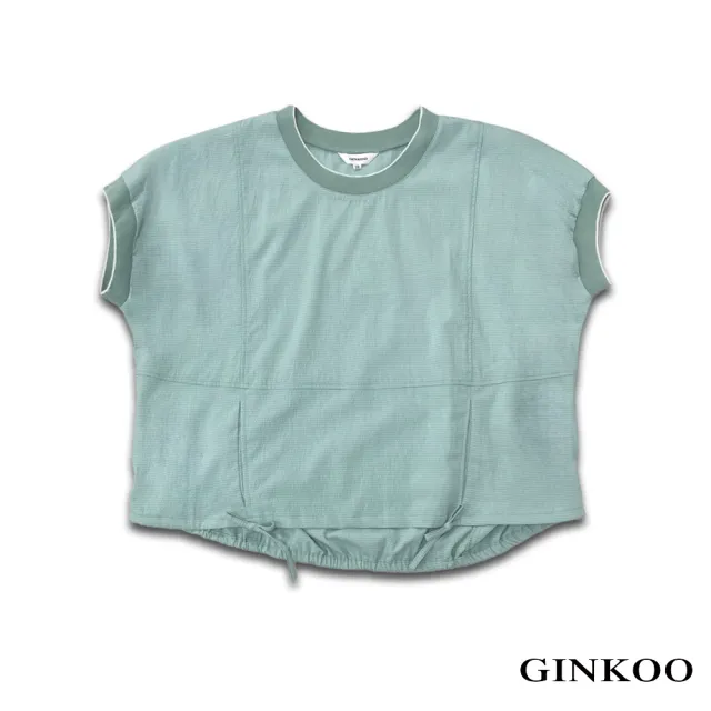 【GINKOO 俊克】剪接抽繩圓領上衣