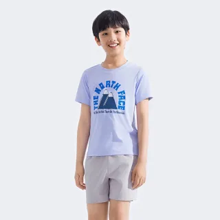 【The North Face】北面兒童紫色UPF防曬山脈印花短袖T恤｜8DD20VI(抗UV)