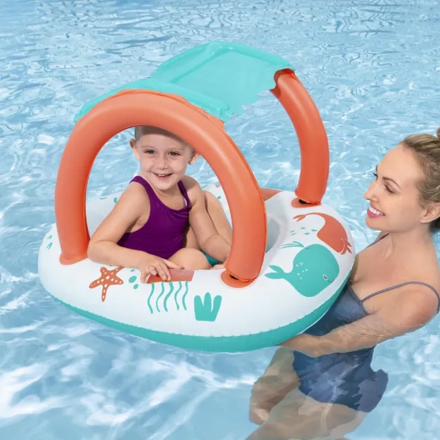 【BESTWAY】舒適絨面防曬嬰兒浮船 3歲以上(浮具)