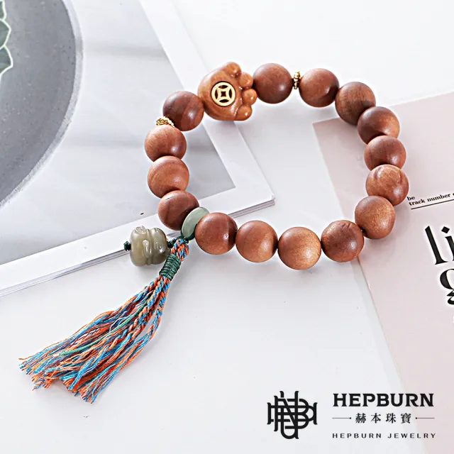 【赫本珠寶】設計款-老料招財貓爪檀香木佛珠手串