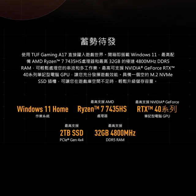 【ASUS】後背包/滑鼠組★17.3吋R7 RTX4050電競筆電(FA707NUR-0022B7435HS/R7-7435HS/16G/512G/W11)