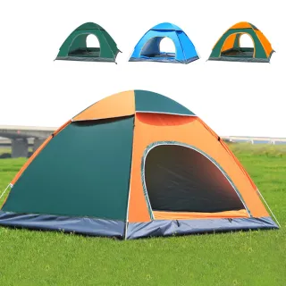 【外出趣】全自動速開雙門4人拋帳(速開帳篷 多人帳 秒開帳 沙灘帳篷 野餐帳 防曬帳)