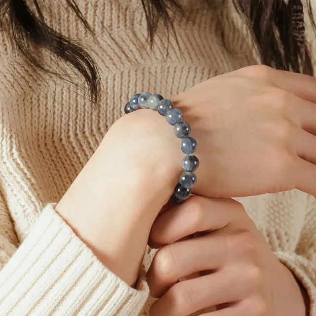 【天天水晶 TINGTING】玉化藍晶石 素圈水晶手鍊(順暢溝通 提高洞察力 B090001)