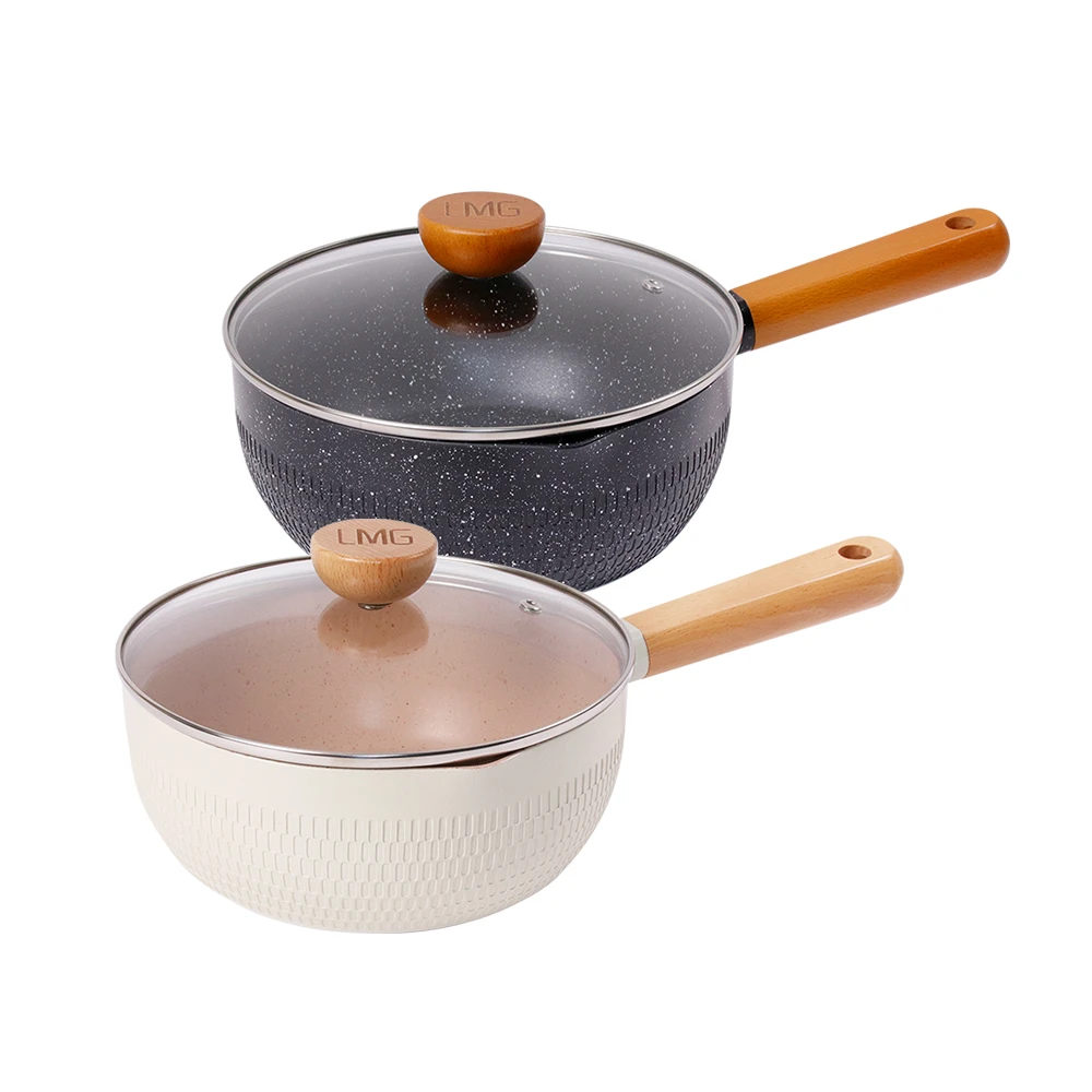 lmg錘紋不沾雪平鍋 LMG全新升級日式錘紋不沾雪平鍋附蓋22cm-IH爐可用鍋,不沾鍋 適用各種爐具)