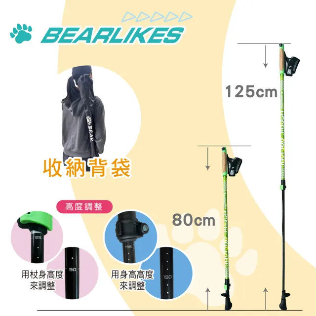 北歐式健走杖、碳纖超輕、快扣快收(登山杖、健走杖、助行杖、輔具、支撐健走)