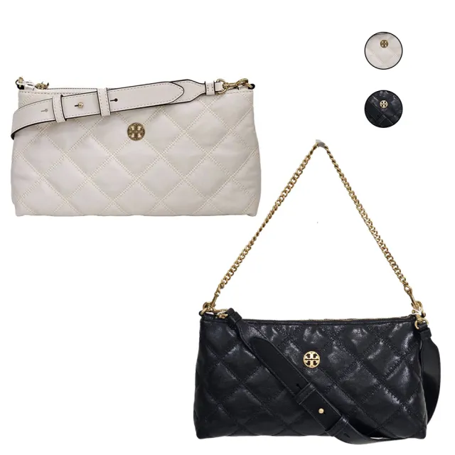 【TORY BURCH】新款WILLA 金LOGO菱格小香風肩背包/奶油白(贈原廠防塵袋紙袋七夕情人節)