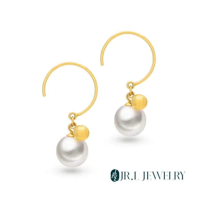 【JR.L金瑞利珠寶】雙12 天然珍珠 光韻18K金珍珠耳環(8-8.5MM)