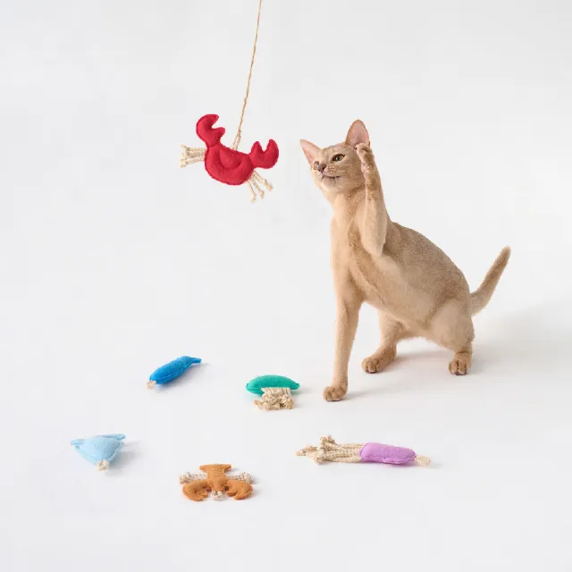 【MUJI 無印良品】限定/貓用玩具/逗貓棒/海洋生物(蝦/螃蟹)
