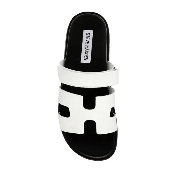 【steve madden】MAYVEN-CN 魔鬼氈休閒H涼拖鞋(白色)