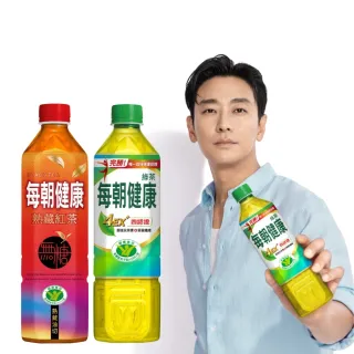 【每朝健康】綠茶650mlx1箱+無糖紅茶650mlx1箱(共48入;官方直營)