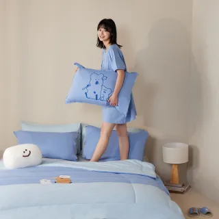 【YVONNE 以旺傢飾】100%美國棉四季被-QUOKKA & BOBO 海島藍(單人 純棉 棉被 水洗 DINOTAENG)