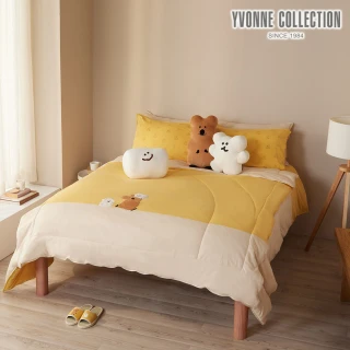 【YVONNE 以旺傢飾】100%美國棉四季被-QUOKKA & BOBO 盛夏黃(單人 純棉 棉被 水洗 DINOTAENG)
