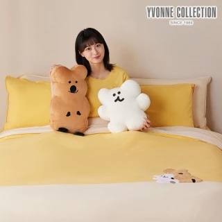 【YVONNE 以旺傢飾】100%美國棉被套+枕套組-QUOKKA & BOBO 盛夏黃(單人 純棉 DINOTAENG)