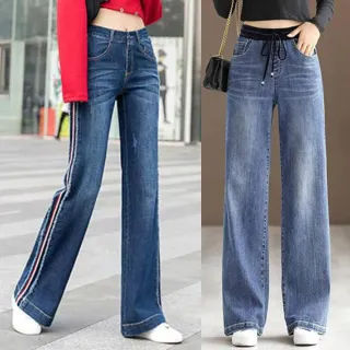 【Amay Style 艾美時尚】中大尺碼女裝 單寧休閒褲 直筒褲 復古刷色顯瘦長腿牛仔褲。S-6XL(共3款.現貨+預購)