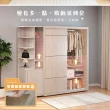 【IHouse】保羅 免組裝4X7推門衣櫃+收納吊掛邊櫃-贈實木衣架*5(6尺衣櫃/系統櫃/櫥櫃/衣櫥)