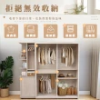 【IHouse】保羅 免組裝5X7推門衣櫃+收納吊掛邊櫃-贈實木衣架*5(7尺衣櫃/系統櫃/櫥櫃/衣櫃)
