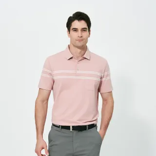 【pierre cardin 皮爾卡登】休閒服飾 男款 抗菌定位條短袖polo衫-粉色(5257228-72)