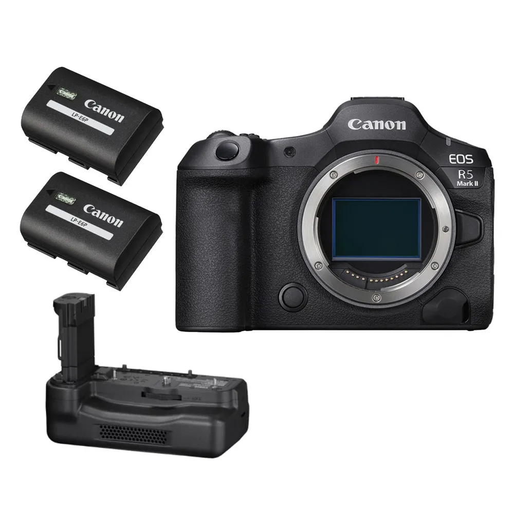 【Canon】EOS R5 Mark II Body + CF-R20EP 散熱風扇電池把手 + LP-E6P 原廠電池2顆(公司貨-旗艦續航組合)