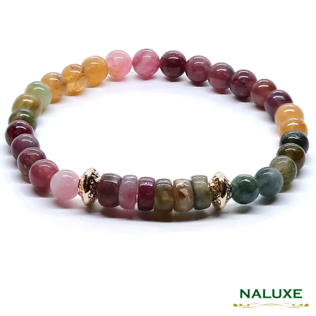 【Naluxe】老礦彩虹碧璽 轉運珠開運手鍊(避邪保護|招財轉運|淨化負能量|平衡情緒|提升人緣)