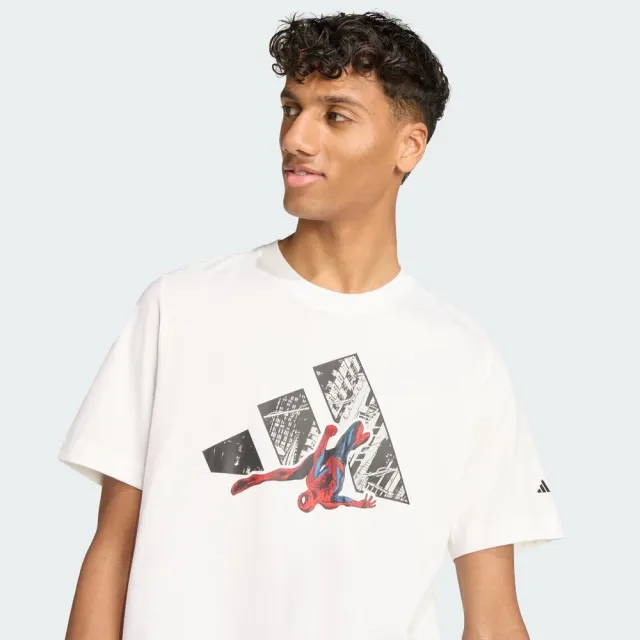 【adidas 愛迪達】M Spiderman T-s 男 T恤 運動上衣 休閒短袖 蜘蛛人 白 亞版(JW8842)