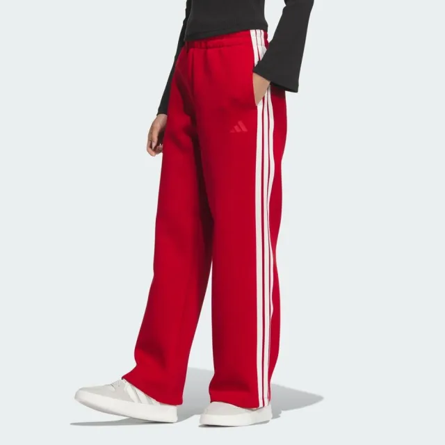 【adidas 愛迪達】Cw Wide Kn Pnt 女 長褲 運動長褲 休閒長褲 CNY 新年 紅 白 亞版(JZ1643)