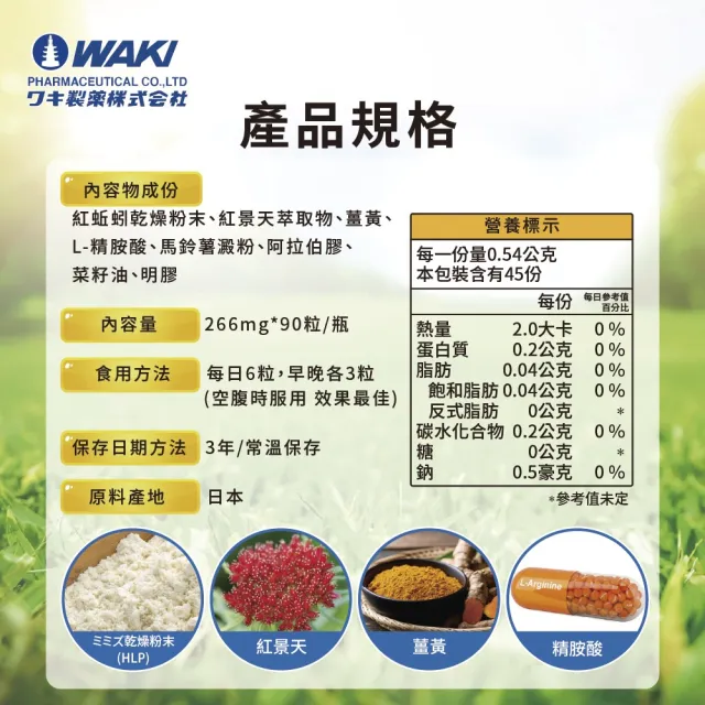 【日本WAKI百年藥廠 第四代紅蚯蚓酵素】米米紫ミミズ RLumbricus RN 蚓激酶 HLP(高活性 地龍（ 90粒/瓶 ）)