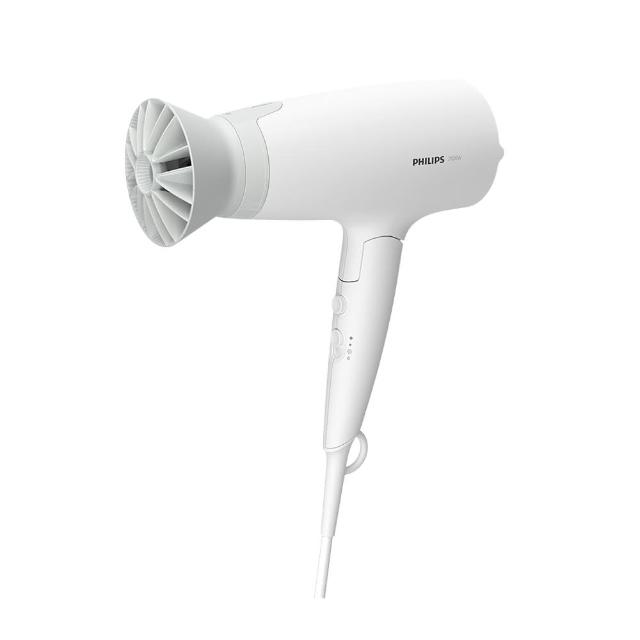 PHILIPS 飛利浦 BHD378 吹風機，白色系輕巧設計，機身可折疊，便於旅行攜帶。1500W 強力瓦數，三段溫度兩段風速，內建溫控、負離子及冷風功能，快速乾燥頭髮同時護髮保濕。尺寸 (含盒) 14x9x28cm，重量約720g，電壓110V，產地中國。標準配件吹風筒，其他配件花瓣吹嘴，無國際電壓。享2年保固，BSMI 許可字號 R33048。飛利浦客戶服務專線 0800-231-099 (週一至週六 09:00-18:00)。適合追求高效護髮的您，飛利浦負離子吹風機首選！