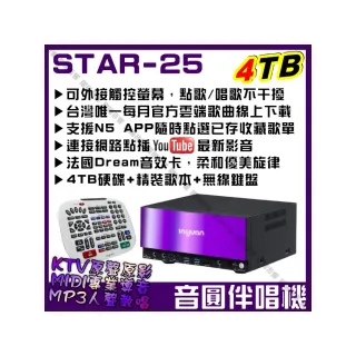 【音圓】S2001 STAR-25 鏡面美型卡拉OK點歌伴唱機-單機(每月官方雲端歌曲線上下載/音響設備)