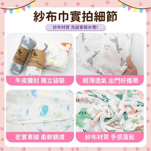【OhBabyLying】多功能紗布包巾 110X120公分 大尺寸 雙層紗紗布巾(蓋被/嬰兒包巾/小被被/推車蓋毯/空調毯)