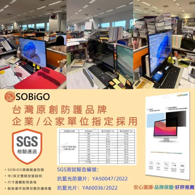 【SOBiGO!】筆電抗藍光防窺片16吋16:10(顯示區域尺寸345*215mm)