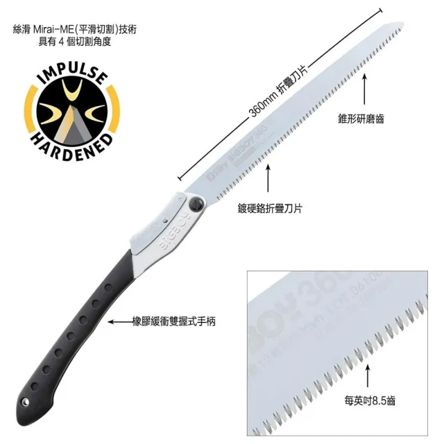 【Silky 喜樂】直鋸 360mm折疊鋸354-36(折疊鋸 鋸子 手鋸 園藝 樹枝修剪 修枝鋸 刀鋸 折合鋸)