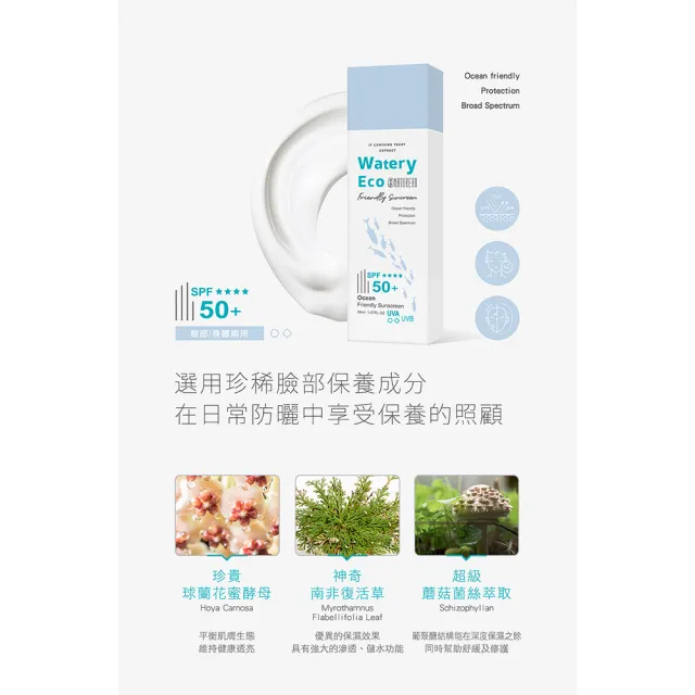 【Naturero 植淨林】高效養護水感防曬乳SPF50(50mlx2/保養防曬合一)