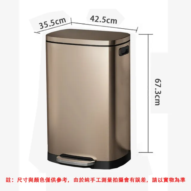 【HUIJIAYIGOU 惠家易購】不鏽鋼垃圾桶 廚房垃圾桶 大容量帶蓋垃圾桶(腳踏式垃圾桶 衛生桶 家商兩用 50L)