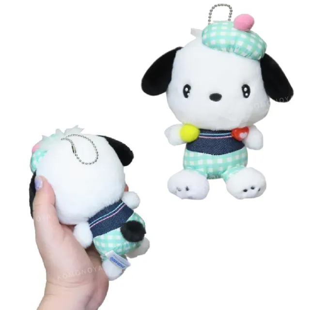 【小禮堂】雙11 Sanrio 三麗鷗 絨毛玩偶吊飾 牛仔格紋款 Kitty 酷洛米 美樂蒂(平輸品)