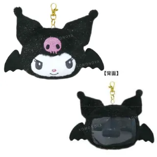 【小禮堂】雙11 Sanrio 三麗鷗 絨毛大臉伸縮票卡零錢包 天使系列 美樂蒂 酷洛米(平輸品)