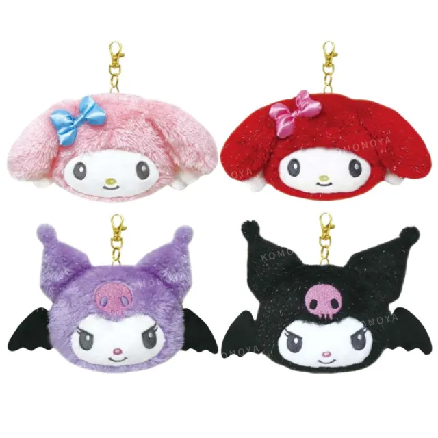 【小禮堂】雙11 Sanrio 三麗鷗 絨毛大臉伸縮票卡零錢包 天使系列 美樂蒂 酷洛米(平輸品)
