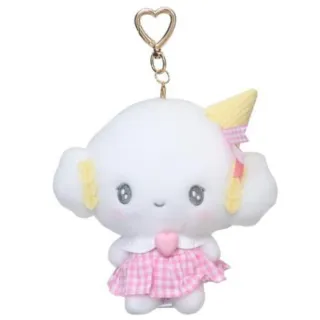 【小禮堂】雙11 Sanrio 三麗鷗 小麥粉 絨毛玩偶吊飾 格紋甜筒款(平輸品)