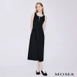 【MOMA】撞色慵懶感半開襟Logo長洋裝(黑色)
