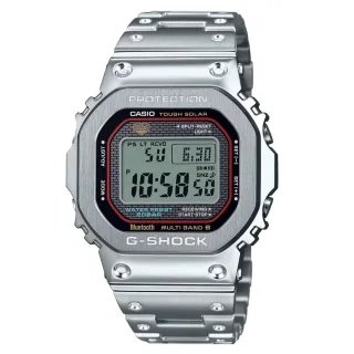 【CASIO 卡西歐】G-SHOCK 全金屬 太陽能 藍芽 電波 方形電子錶 手錶 男錶 GMW-B5000D-1C(GMW-B5000D-1C)