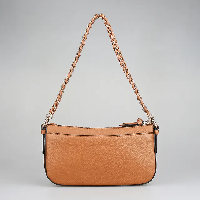 【Michael Kors】MICHAEL KORS 牛皮搭印花塗層帆布拉鍊釦式四合一手提斜背包(橡子棕x香草白)