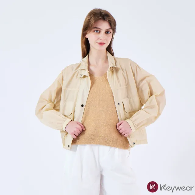 【KeyWear 奇威名品】網路獨家新品-口袋造型輕薄透氣防曬外套(共5色/紅/黃/藍/白/米色)