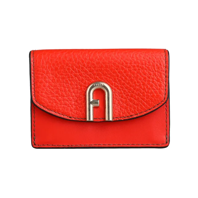 【FURLA 芙拉】FURLA PRIMULA釦式三折短夾(橘)