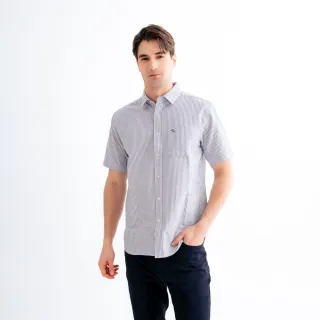 【Arnold Palmer 雨傘】男裝-直條牛津布短袖襯衫(藏青色)