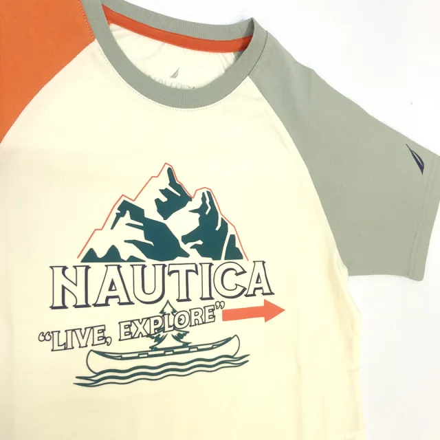 【NAUTICA KIDS】米雙色袖涼感抑菌T恤6-18歲 N4840313(Nautica kids 涼感抑菌T恤)