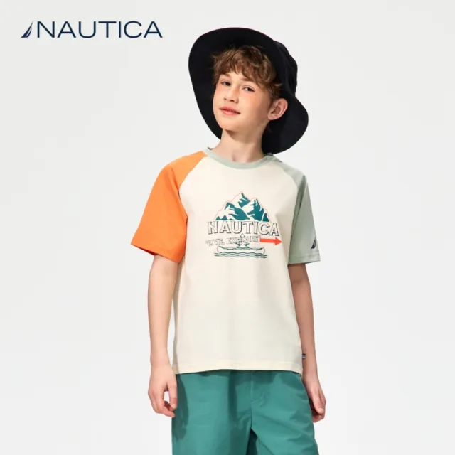 【NAUTICA KIDS】米雙色袖涼感抑菌T恤6-18歲 N4840313(Nautica kids 涼感抑菌T恤)