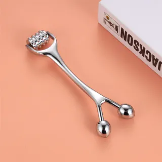 【QLZHS】兩用微針滾輪按摩棒 雙球頭部按摩 導入儀 美容棒 經絡刮痧 臉部按摩器 拉提按摩 小V臉按摩滾輪