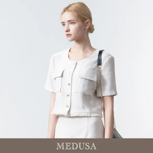 【MEDUSA 曼度莎】現貨-小香風流蘇套裝上衣（M-XL）｜小香風外套 夏季呢布 正裝外套(601-5310A)