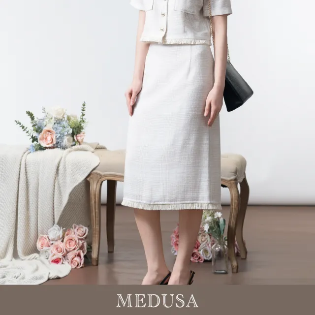【MEDUSA 曼度莎】現貨-小香風流蘇套裝長裙（M-XL）｜小香風長裙 夏季呢布 正裝裙 長裙(601-5310C)