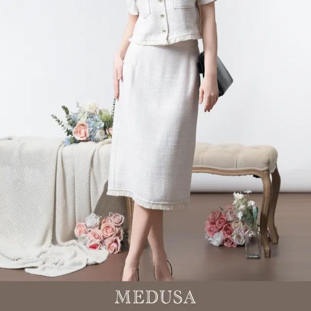 【MEDUSA 曼度莎】現貨-小香風流蘇套裝長裙（M-XL）｜小香風長裙 夏季呢布 正裝裙 長裙(601-5310C)